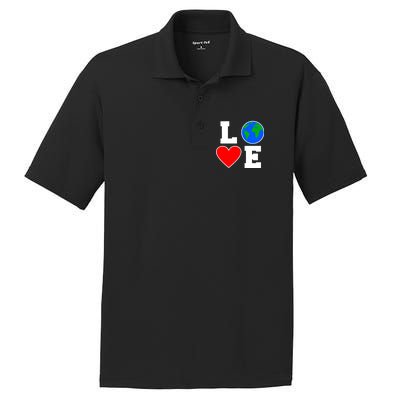 Love Earth Day Globe Heart Science PosiCharge RacerMesh Polo