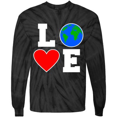 Love Earth Day Globe Heart Science Tie-Dye Long Sleeve Shirt