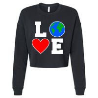 Love Earth Day Globe Heart Science Cropped Pullover Crew