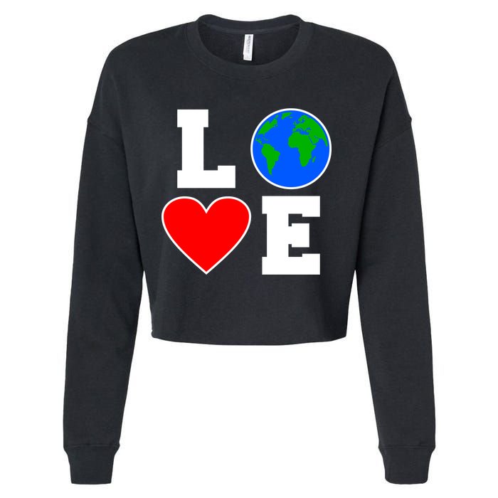 Love Earth Day Globe Heart Science Cropped Pullover Crew