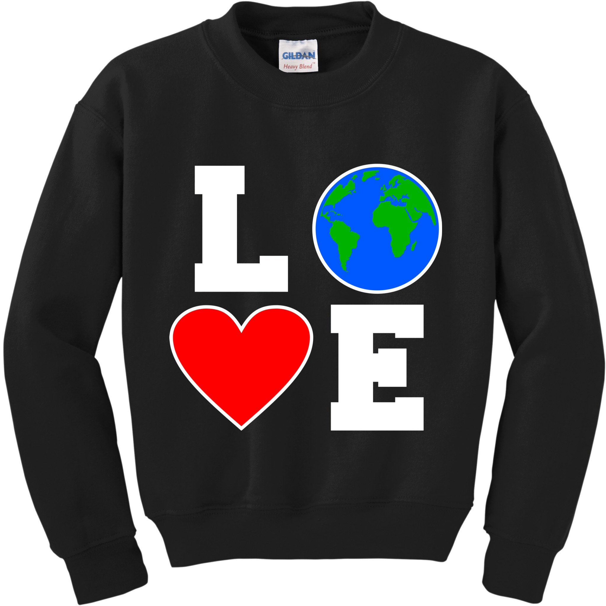 Love Earth Day Globe Heart Science Kids Sweatshirt