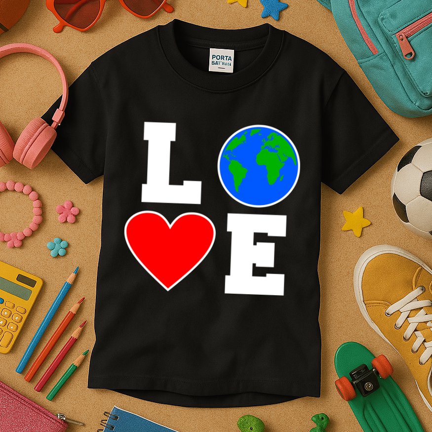 Love Earth Day Globe Heart Science Kids T-Shirt