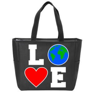 Love Earth Day Globe Heart Science Zip Tote Bag