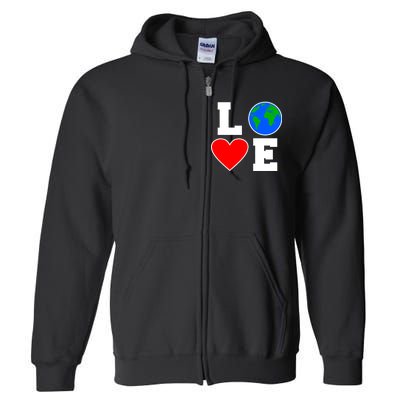 Love Earth Day Globe Heart Science Full Zip Hoodie