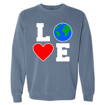 Love Earth Day Globe Heart Science Garment-Dyed Sweatshirt