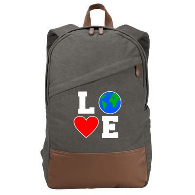 Love Earth Day Globe Heart Science Cotton Canvas Backpack