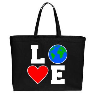 Love Earth Day Globe Heart Science Cotton Canvas Jumbo Tote