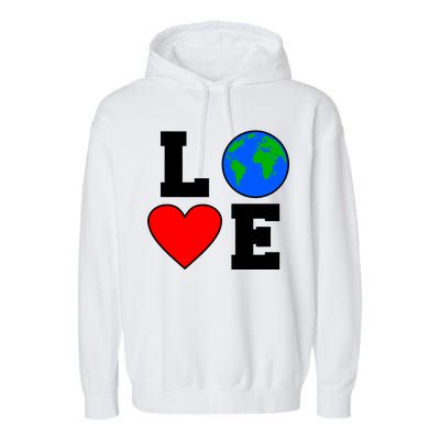 Love Earth Day Globe Heart Science Garment-Dyed Fleece Hoodie