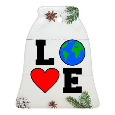 Love Earth Day Globe Heart Science Ceramic Bell Ornament