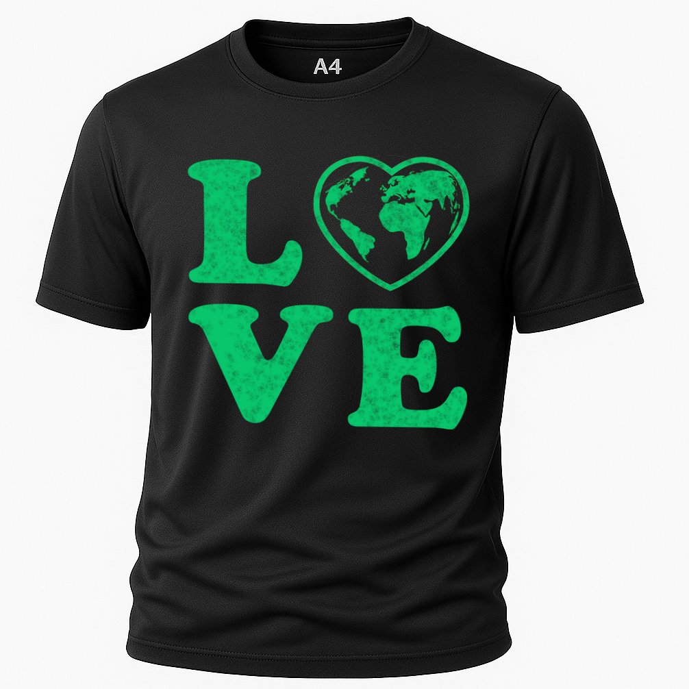Love Earth Distressed Heart Cooling Performance Crew T-Shirt