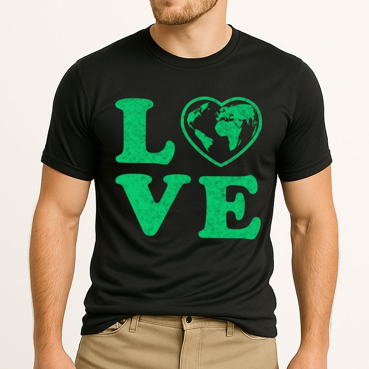 Love Earth Distressed Heart Cooling Performance Crew T-Shirt