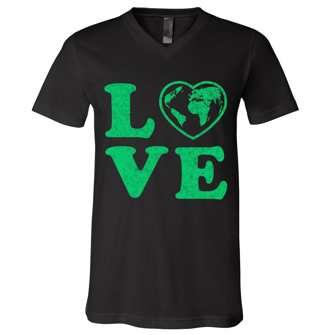 Love Earth Distressed Heart V-Neck T-Shirt
