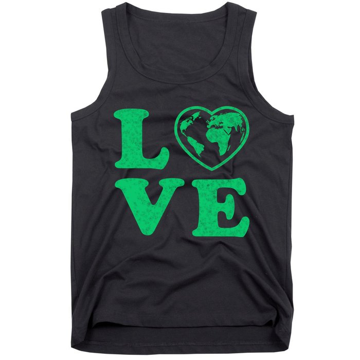 Love Earth Distressed Heart Tank Top