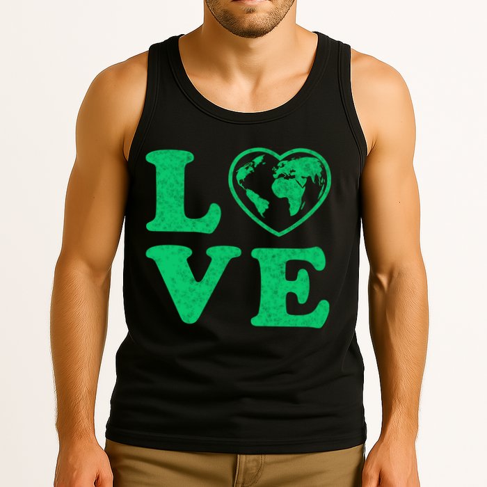 Love Earth Distressed Heart Tank Top