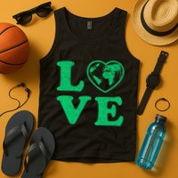 Love Earth Distressed Heart Tank Top