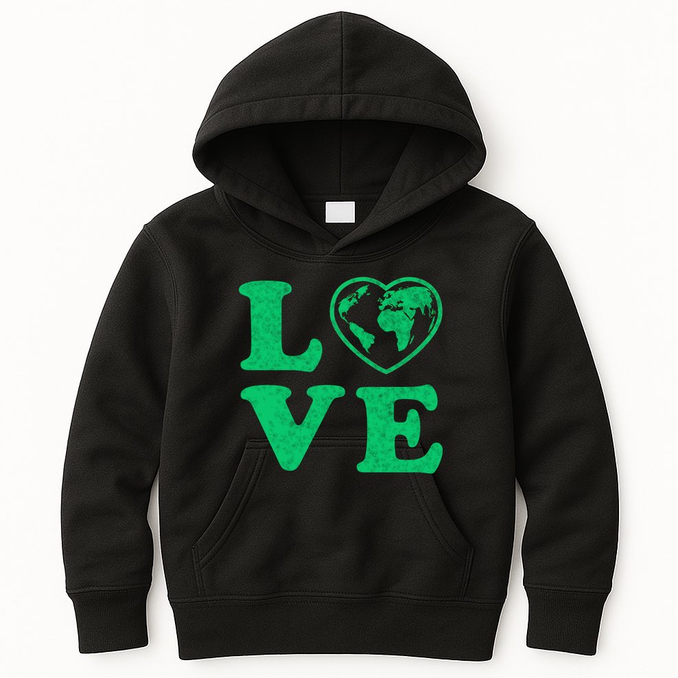 Love Earth Distressed Heart Kids Hoodie