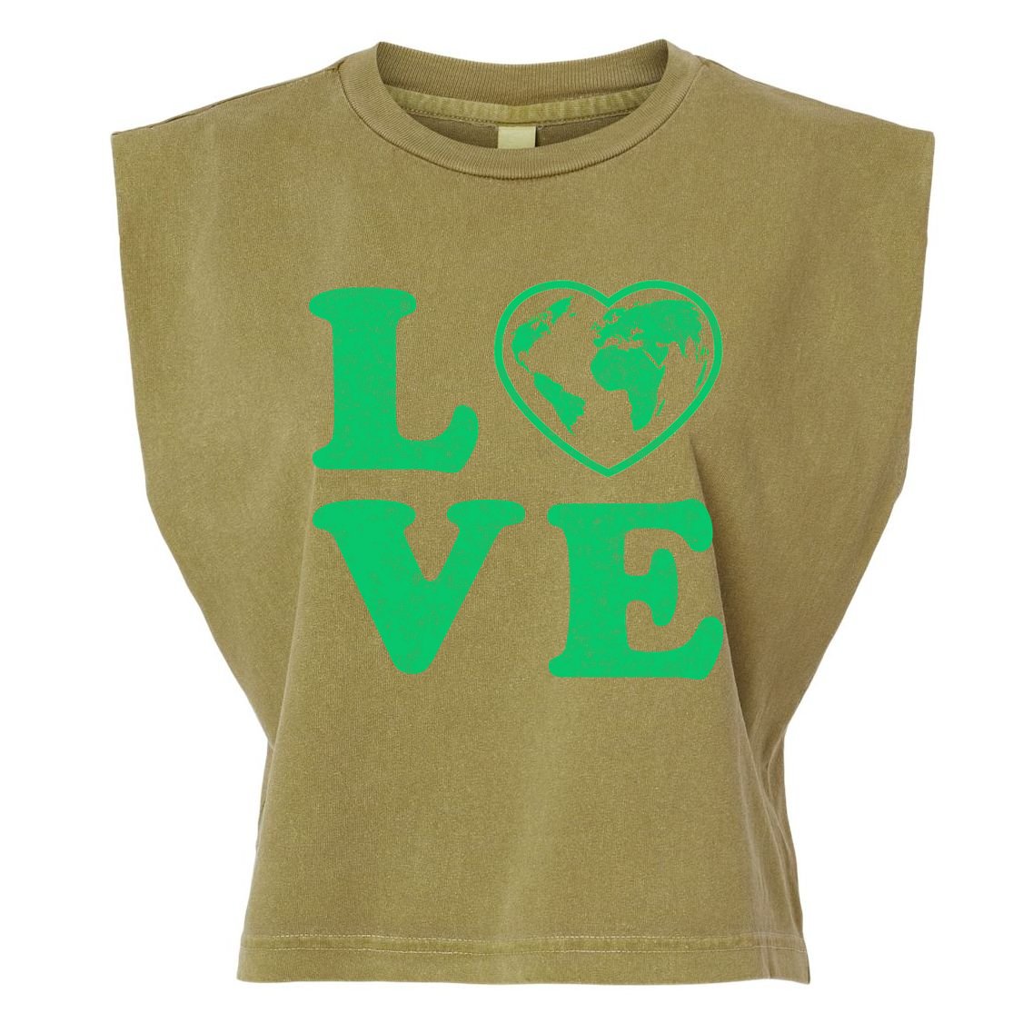 Love Earth Distressed Heart Garment-Dyed Women's Muscle Tee