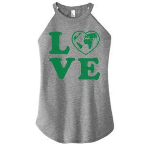 Love Earth Distressed Heart Women's Perfect Tri Rocker Tank