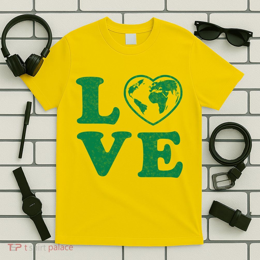 Love Earth Distressed Heart T-Shirt