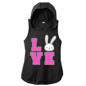 Love Easter Bunny Cute Ladies PosiCharge Tri-Blend Wicking Draft Hoodie Tank