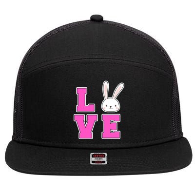 Love Easter Bunny Cute 7 Panel Mesh Trucker Snapback Hat
