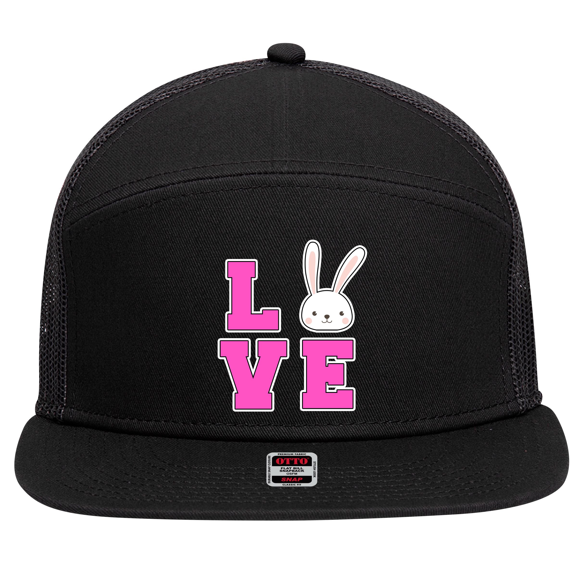 Love Easter Bunny Cute 7 Panel Mesh Trucker Snapback Hat