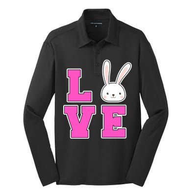 Love Easter Bunny Cute Silk Touch Performance Long Sleeve Polo