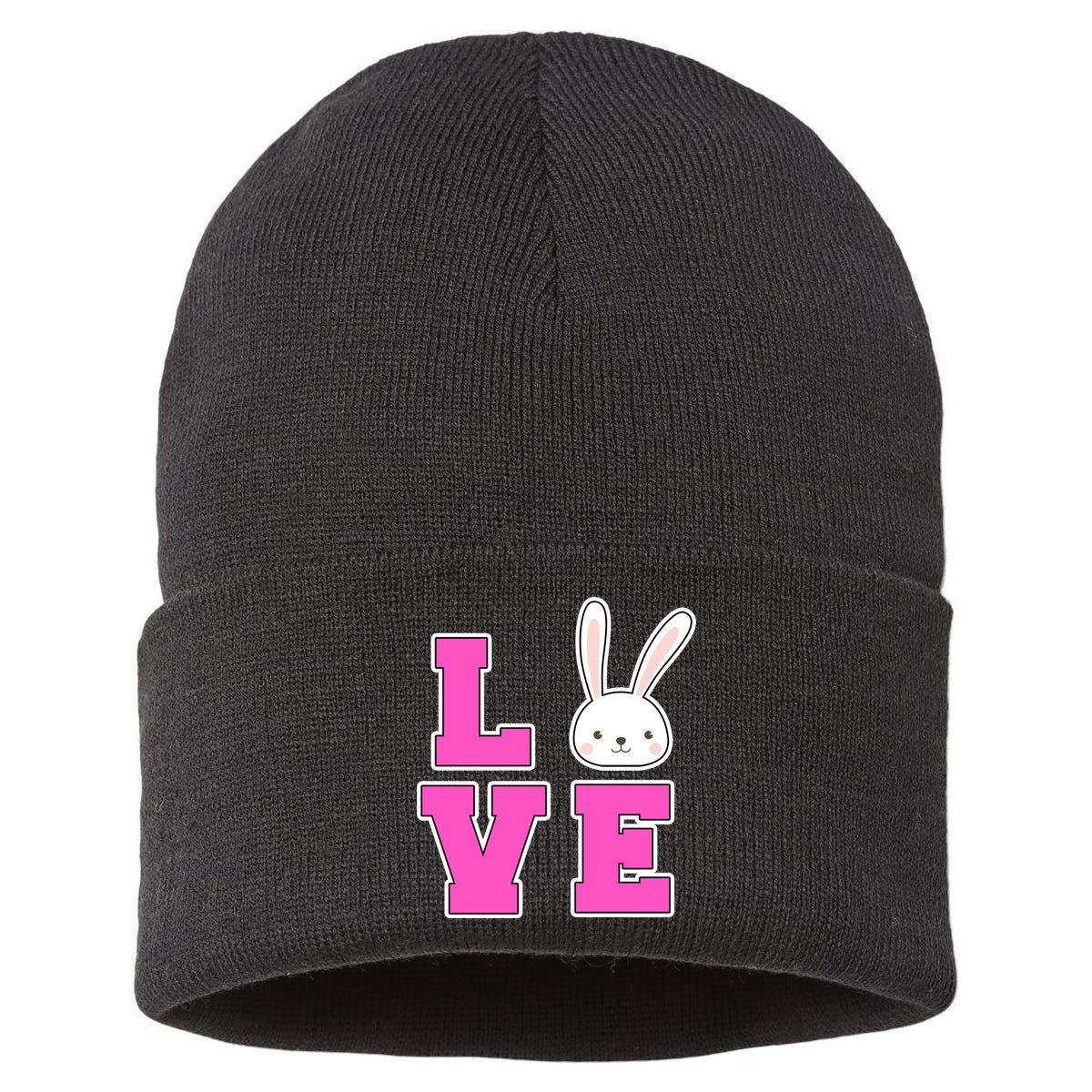 Love Easter Bunny Cute Sustainable Knit Beanie