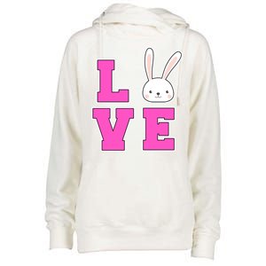 Love Easter Bunny Cute Womens Funnel Neck Pullover Hood