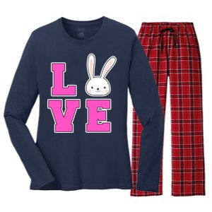 Love Easter Bunny Cute Women's Long Sleeve Flannel Pajama Set 