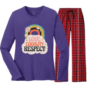 Love Equality Respect Rainbow Women's Long Sleeve Flannel Pajama Set 