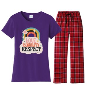 Love Equality Respect Rainbow Women's Flannel Pajama Set