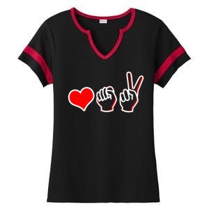 Love Fight Win Ladies Halftime Notch Neck Tee