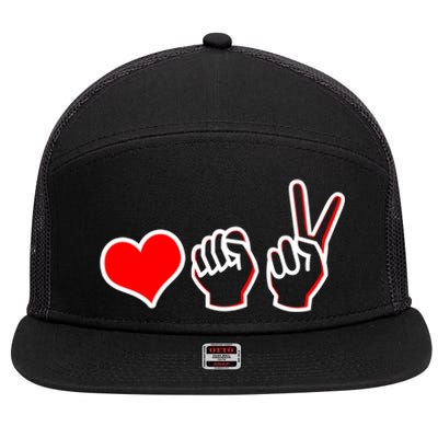 Love Fight Win 7 Panel Mesh Trucker Snapback Hat