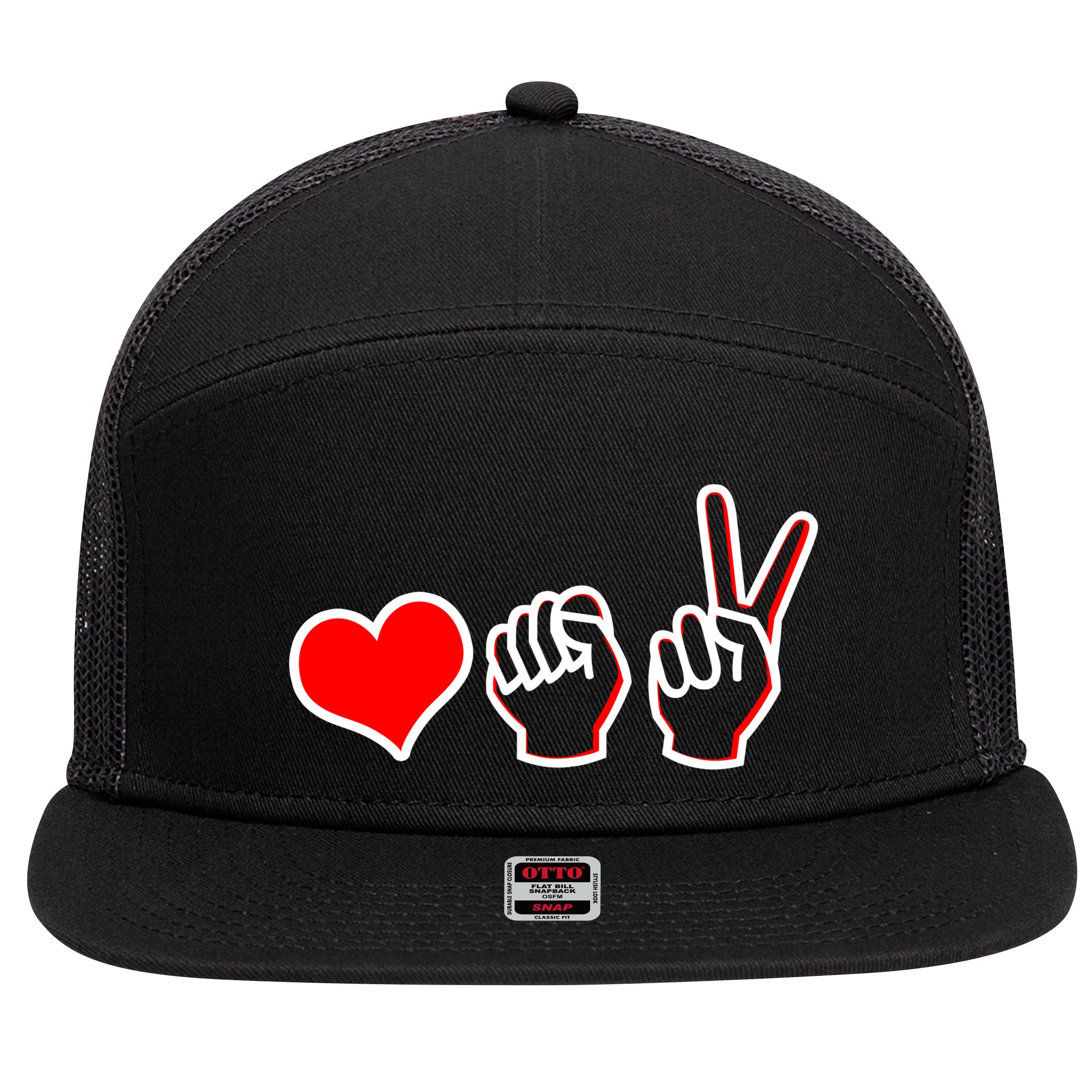 Love Fight Win 7 Panel Mesh Trucker Snapback Hat