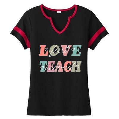 Love First Teach Second Ladies Halftime Notch Neck Tee