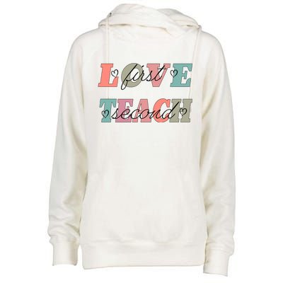 Love First Teach Second Womens Funnel Neck Pullover Hood