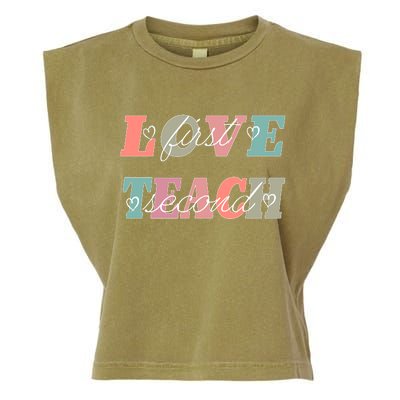 Love First Teach Second Garment-Dyed Women's Muscle Tee