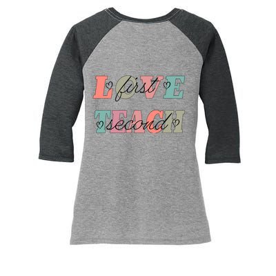 Love First Teach Second Women's Tri-Blend 3/4-Sleeve Raglan Shirt