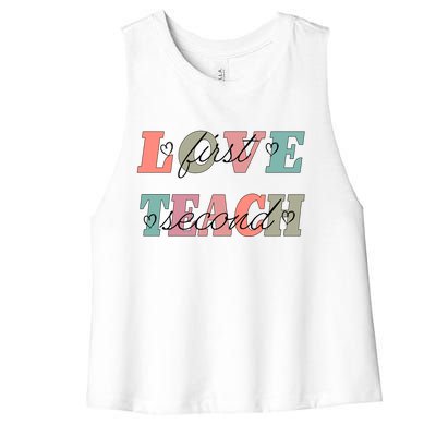 Love First Teach Second Women's Racerback Cropped Tank