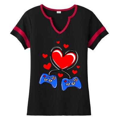 Love Gaming Video Games Funny Ladies Halftime Notch Neck Tee