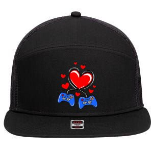 Love Gaming Video Games Funny 7 Panel Mesh Trucker Snapback Hat