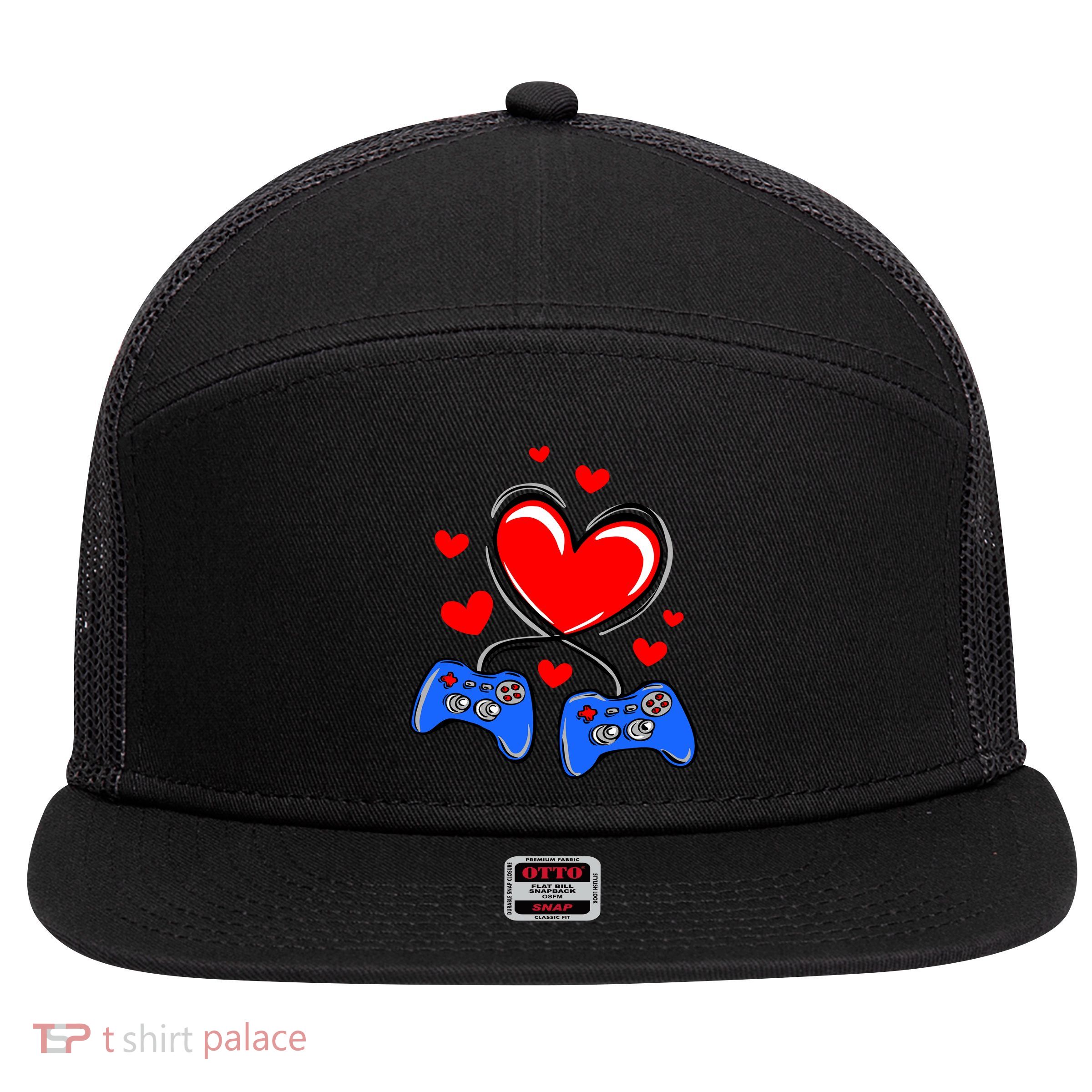 Love Gaming Video Games Funny 7 Panel Mesh Trucker Snapback Hat
