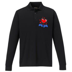 Love Gaming Video Games Funny Performance Long Sleeve Polo