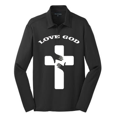 Love God Cross Silk Touch Performance Long Sleeve Polo