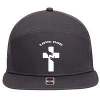 Love God Cross 7 Panel Mesh Trucker Snapback Hat