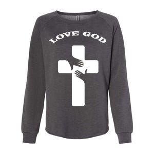 Love God Cross Womens California Wash Sweatshirt