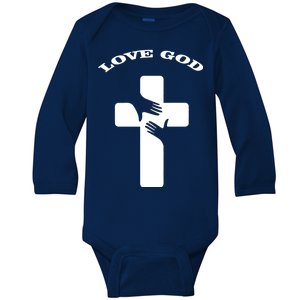 Love God Cross Baby Long Sleeve Bodysuit