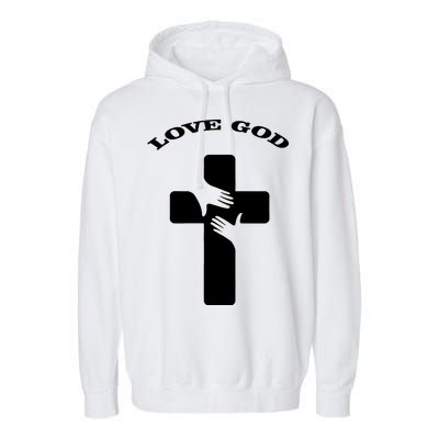 Love God Cross Garment-Dyed Fleece Hoodie