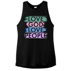 Love God Love People Religious Christian Faith Ladies PosiCharge Tri-Blend Wicking Tank